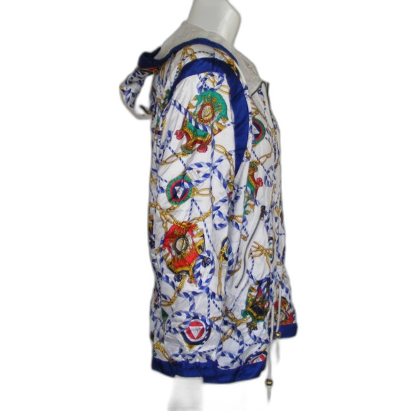 Lavon Track Jacket, M, Vintage, Nautical, Hooded, Pockets, Blue/White - Picture 11 of 15